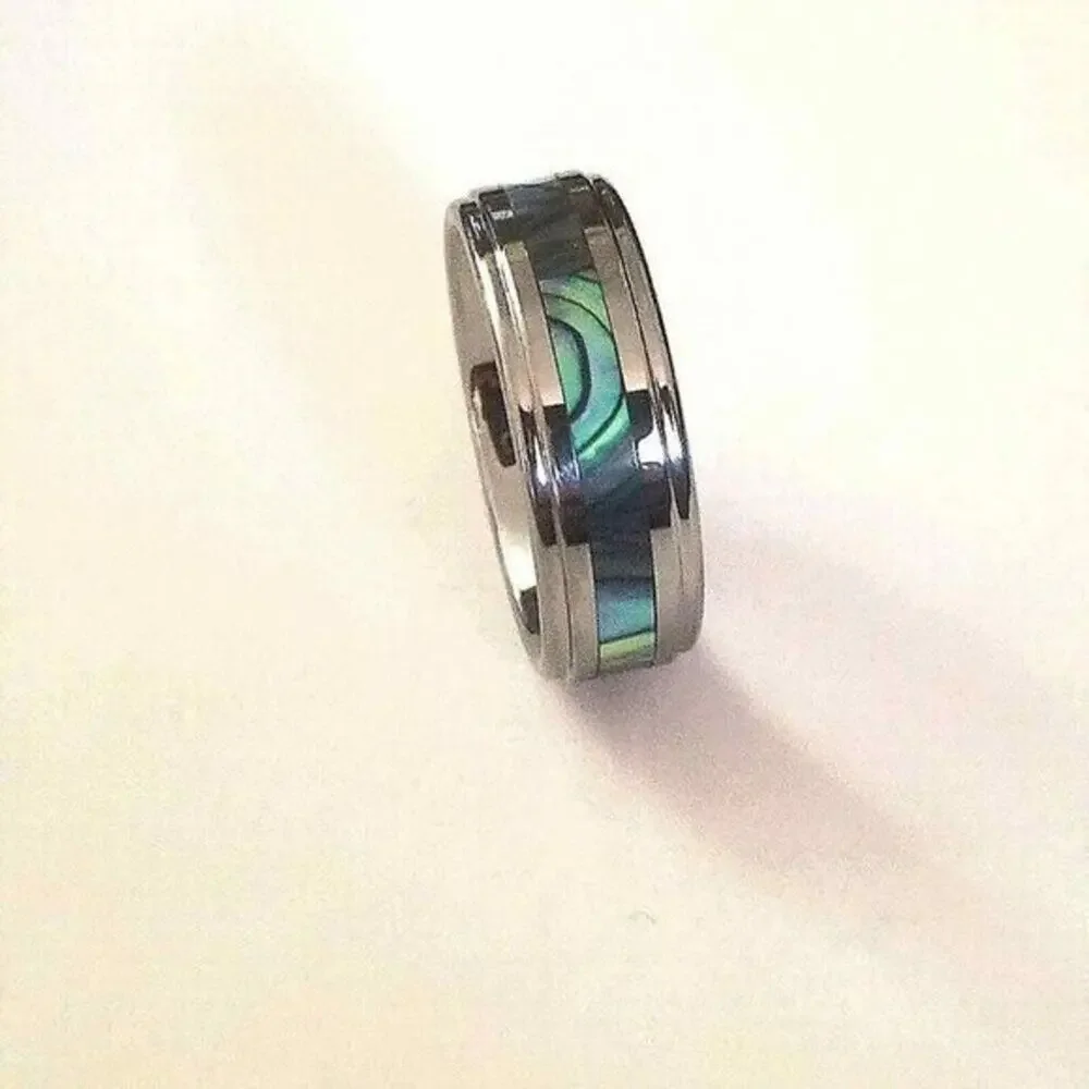 New‎ Tungsten carbide Abalone Inlay Center Ring size 9